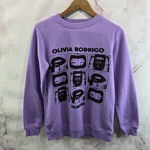 Olivia Rodrigo Sweatshirt Womens XS Purple Crew Pullover Vampire